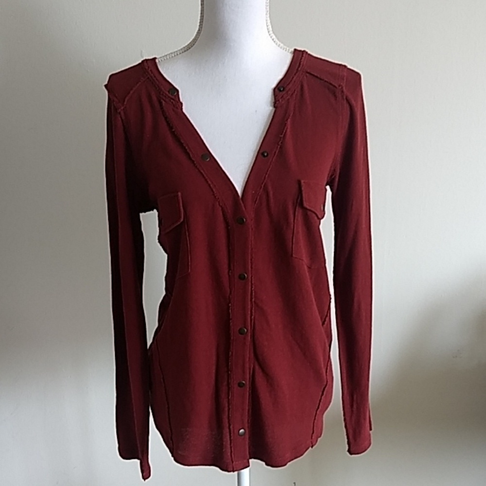 Garnet Colored Long Sleeve Shirt by Free Peopl NWT